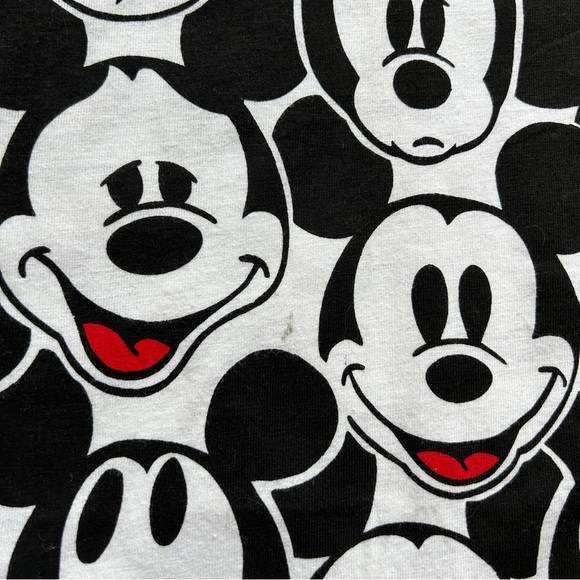 Disney Vintage 90s Mickey Mouse Black White Silk Screen Print T-Shirt NWT Large - Picture 7 of 9